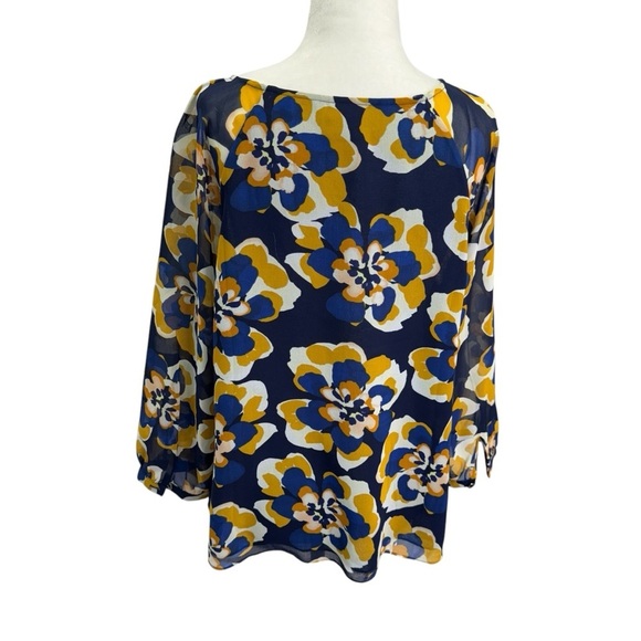 CAbi Floral Blouse - Blue and Yellow - Picture 7 of 11